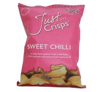 Just Crisps Sweet Chilli, 150g (Pack of 12). Handcooked Award Winning 100% Delicious British Crisps