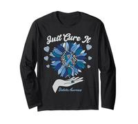 Just Cure It Diabetes Awareness Blue Sunflower Supporter Long Sleeve T-Shirt