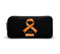 Just Cure It Orange Ribbon Leukemia Awareness Pencil Case Large Capacity Pen Pouch Bag Stationery Organizer Makeup Bag