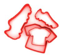 Just Cutters Football Cookie Cutters Shirt and Boot | Set of 4 Plastic Cutters for Baking, Fondant, Clay, Pastry, Icing, Jewellery (5CM + 8CM)