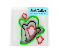 JUST CUTTERS Ghost Shape Cutters | Set of 5 Plastic Cutter for Baking, Fondant, Clay, Pastry, Icing, Jewellery (1.5/2/3/5/8CM)