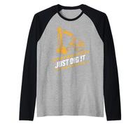 Just Dig It Excavator Construction Funny Humor Machine Boy Raglan Baseball Tee