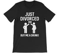 Just Divorced Men T-Shirt Graphic Crew Neck Unisex Short Sleeve T-Shirt XL Black