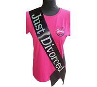 Just Divorced Sash - Beautiful Black Satin Ribbon with Silver Holographic Glitter Text