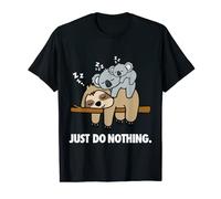Just Do Nothing Lazy Sloth With Baby Koala Mama Bear T-Shirt