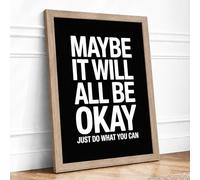 Just Do What You Can Typography Framed Wall Art Print A2 (59.4×42cm) Oak, Wall Decor for Living Room, Bedroom, Office & Home, Ready to Hang, Art Gift