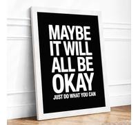 Just Do What You Can Typography Framed Wall Art Print A3 White