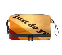 Just Do You Double Layer Cosmetic Bag for Women and Girls, Travel Toiletry Bag Makeup Handy Pouch Organiser Bag with Brush Compartment