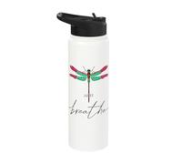 Just Dragonfly Motif Summer Breathe Inspiration Saying Stainless Steel Insulated Water Bottle