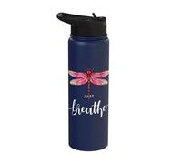 Just Dragonfly Motif Summer Breathe Inspiration Saying Stainless Steel Insulated Water Bottle