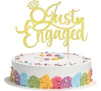Just Engaged Cake Decoration Glitter We Are Engaged Cake Decoration Wedding Bride Engagement Cake Topper for Engagement Theme Party Cake Decoration Gold