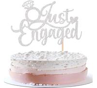 Just Engaged Cake Decoration Glitter We Are Engaged Cake Decoration Wedding Bride Engagement Cake Topper for Engagement Theme Party Cake Decoration Silver