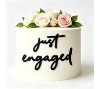 Just Engaged Cake Topper, Black Acrylic Wedding Engagement Cake Decoration for Bridal Showers Parties Cake Charm Cake Pick Decoration Party Supplies