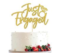 Just Engaged Cake Topper for Engagement Party Decorations, Engaged Ring Sign,Bridal Shower We're Engaged Cake Toppers (gold)