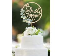 Just Engaged Cake Topper in Wood - Just Engaged Cake Topper for Engagement Party Decorations,We're Engaged Cake Toppers Greeny Rustic Engagement Sign