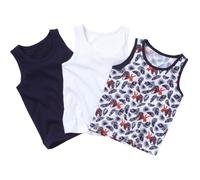 Just Essentials Boy's 3 Pack Vest Tops in Navy | Size: 5-6 Years Just Essentials Navy 5-6 Years