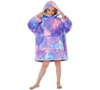 Just Essentials Galaxy Print Oversized Sherpa Fleece Hooded Blanket Wearable Throw in Lilac Just Essentials Lilac One Size
