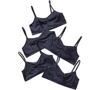 Just Essentials Girls Back to School 5 Pack Cotton Crop Bra Tops Plain UK Seller - Black - 7/8 Years