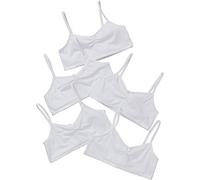 Just Essentials Girls Back to School 5 Pack Cotton Crop Bra Tops Plain UK Seller - White - 7/8 Years