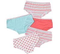 Just Essentials Girls Back To School 5 Pack Cotton Hearts Print Hipster Briefs - Mint/Coral - 13 Years