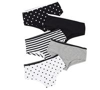 Just Essentials Girls Back To School 5 Pack Cotton Star Print Hipster Briefs UK Seller - Black-White - 5/6 Years