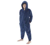 Just Essentials Mens Boys Fleece Onesies Gowns Robes Hooded Jumpsuit UK Seller - Boys Light Navy - 7/8 Years