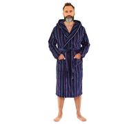 Just Essentials Mens Boys Fleece Onesies Gowns Robes Hooded Jumpsuit UK Seller - Navy Stripe Robe - Small