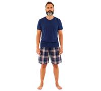 Just Essentials Men's Check Short Pyjama Set in Navy | Size: XL Just Essentials Navy XL
