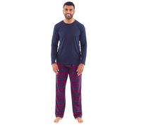 Just Essentials Men's Flannel Check Long Pyjama Set in Dark Blue | Size: 2XL Just Essentials Dark Blue 2XL