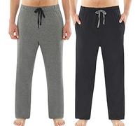 Just Essentials Mens Jersey Long Pyjama Sleep Shorts Trousers Bottoms UK Seller - Black/Charcoal Large