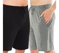Just Essentials Mens Jersey Long Pyjama Sleep Shorts Trousers Bottoms UK Seller- Black/Charcoal - Medium