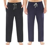 Just Essentials Mens Jersey Long Pyjama Sleep Shorts Trousers Bottoms UK Seller - Black/Navy Trousers - X-Large