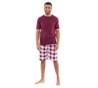 Just Essentials Men's Supersoft Short Check Lounge Set in Burgundy | Size: Medium Just Essentials Burgundy M