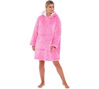 Just Essentials Pink Shaggy Oversized Sherpa Fleece Hooded Blanket Wearable Throw in Bright Pink Just Essentials Bright Pink One Size