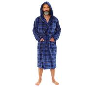 Just Essentials Printed Fleece Dressing Gown in Mid Blue | Size: 2XL Just Essentials Mid Blue 2XL