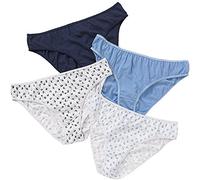 Just Essentials Women's Ladies Multipack of 4 Hi-Leg Briefs Cotton Floral Star Spot UK Seller - Navy/Blue - Size 14