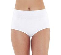 Just Essentials Women's Ladies Multipack of 4 or 10 High Waist Full Briefs Cotton Plain Colours UK Seller - White 4 Pack - Size 26