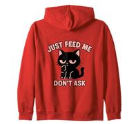 Just Feed Me Don't Ask Funny Kawaii Black Cat Zip Hoodie