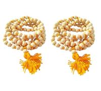Just Flowers Tulsi Mala 108 Beads Original, Kanthi Mala for Neck, Japa Mala 108 Beads, Handmade Tulsi Beads Garland for Pooja & Daily Wearing, 45 CM long Tulasi Mala Pack of 2, wood, thread, No