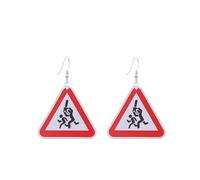 Just Follow Acrylic Cute Fun Printed Warning Sign Earrings for Women Novelty Humor Dangle Earrings Unique Statement Jewelry, L, Acrylic, No Gemstone