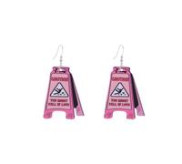 Just Follow Acrylic Cute Fun Printed Warning Sign Earrings for Women Novelty Humor Dangle Earrings Unique Statement Jewelry, L, Acrylic, No Gemstone