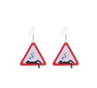 Just Follow Acrylic Cute Fun Printed Warning Sign Earrings for Women Novelty Humor Dangle Earrings Unique Statement Jewelry, L, Acrylic, No Gemstone