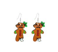 Just Follow Acrylic Printed Skull Christmas Tree Earrings Fun Novelty Gingerbread Man Dangle Earrings for Women Unique Xmas Party Jewelry, L, Acrylic, No Gemstone