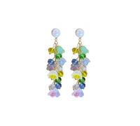 Just Follow Bell Orchid Flower Earrings for Women White Lily of the Valley Floral Simulated Pearl Long Tassel Dangle Drop Earrings Wedding Bridal Jewelry, L, Acrylic, No Gemstone