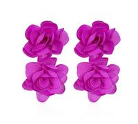 Just Follow Big Flower Drop Earrings for Women Long Fabric Floral Dangle Earrings Bohemian Exaggerated Statement, Acrylic, No Gemstone