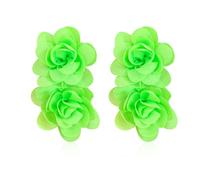 Just Follow Big Flower Drop Earrings for Women Long Fabric Floral Dangle Earrings Bohemian Exaggerated Statement, Acrylic, No Gemstone