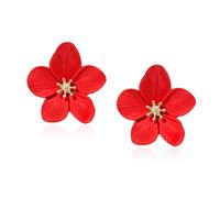 Just Follow Boho Flower Handmade Chunky Floral Statement Drop Earrings for Women Summer Beach Jewelry, L, Metal, No Gemstone