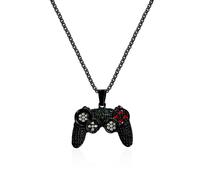 Just Follow Colorful Crystal Game Controller Necklaces Punk Hip Hop Friendship Game Console Necklace for Best Friends, Metal, No Gemstone
