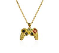 Just Follow Colorful Crystal Game Controller Necklaces Punk Hip Hop Friendship Game Console Necklace for Best Friends, Metal, No Gemstone