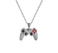 Just Follow Colorful Crystal Game Controller Necklaces Punk Hip Hop Friendship Game Console Necklace for Best Friends, Metal, No Gemstone